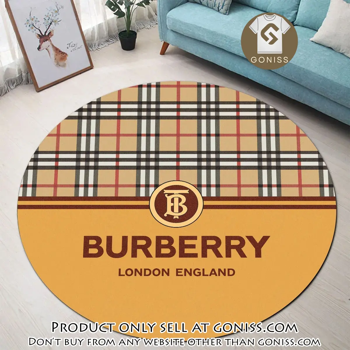 Burberry london england orange luxury brand fashion round rug carpet home decor special gift gn0131475